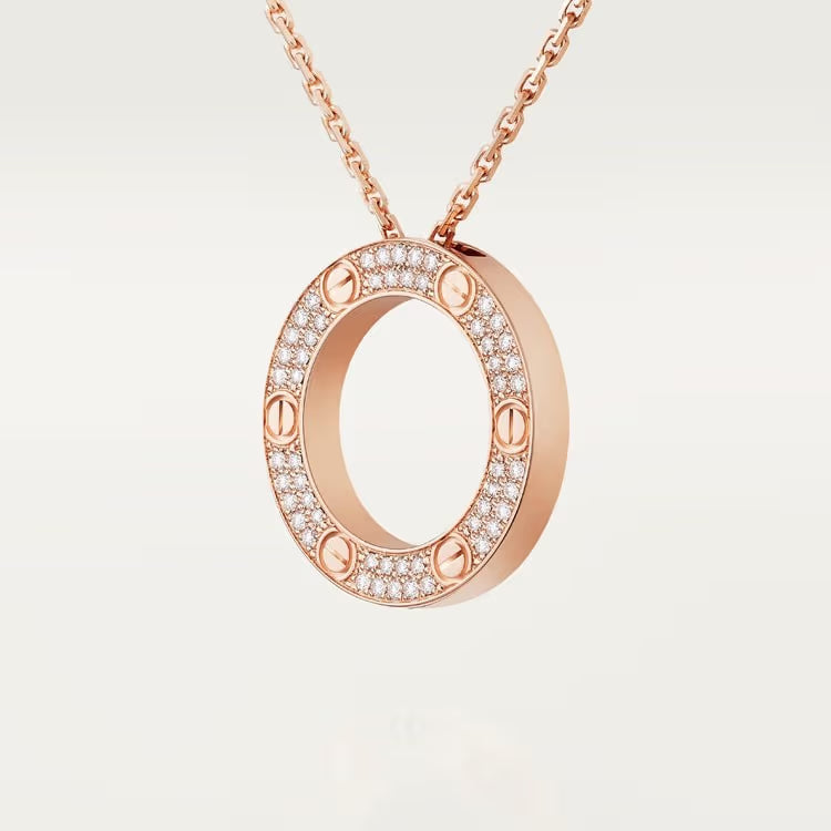 COLLIER CARTIER PENDENTIF LOVE PAVÉ ROSE GOLD