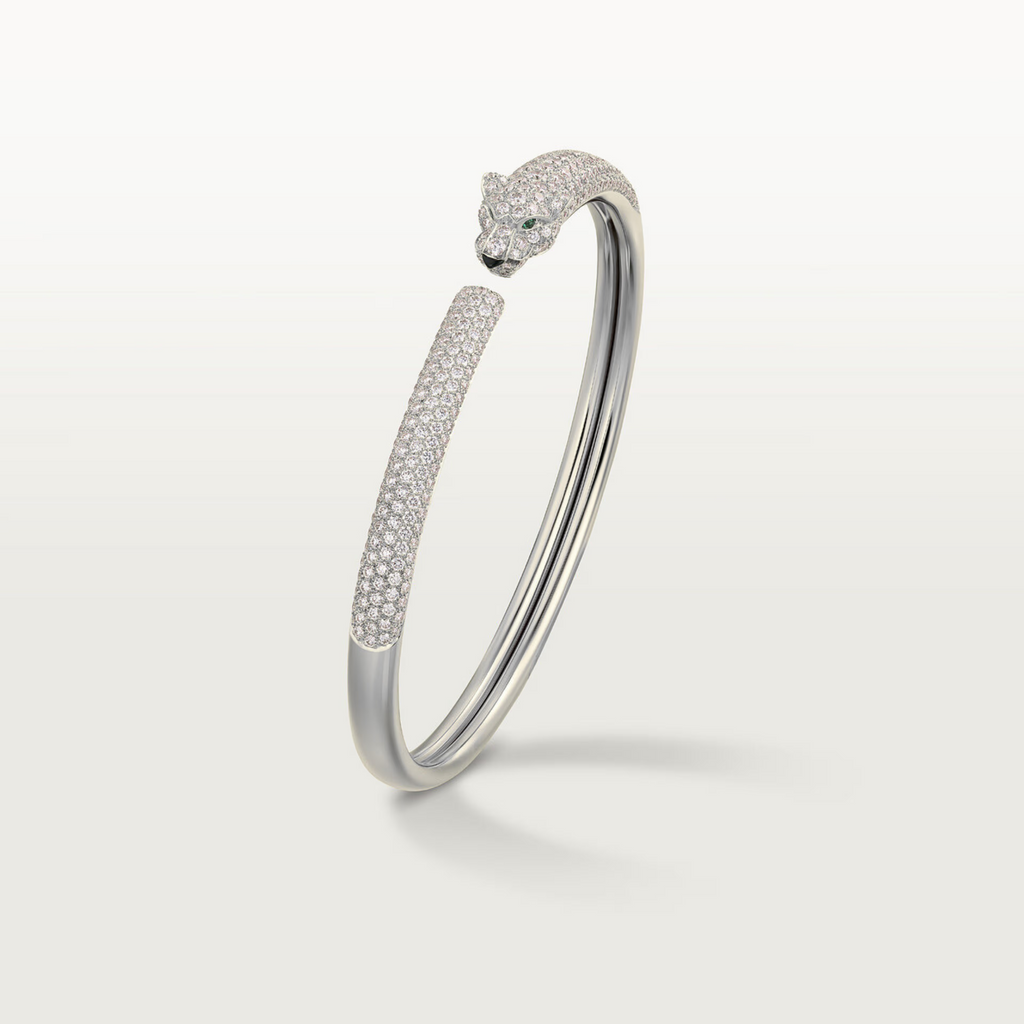 BRACELET PANTHERE PETIT MODELE SEMI PAVE WHITE GOLD