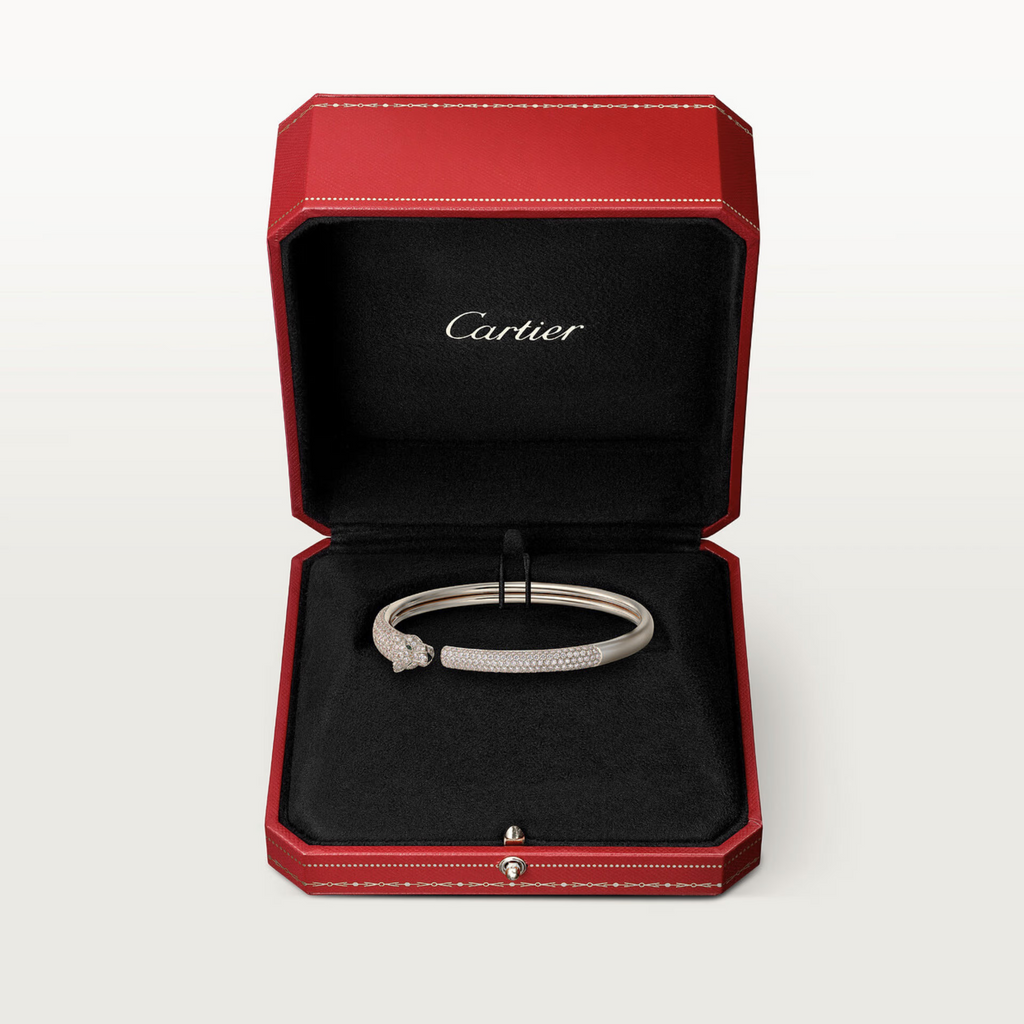 BRACELET PANTHERE PETIT MODELE SEMI PAVE WHITE GOLD
