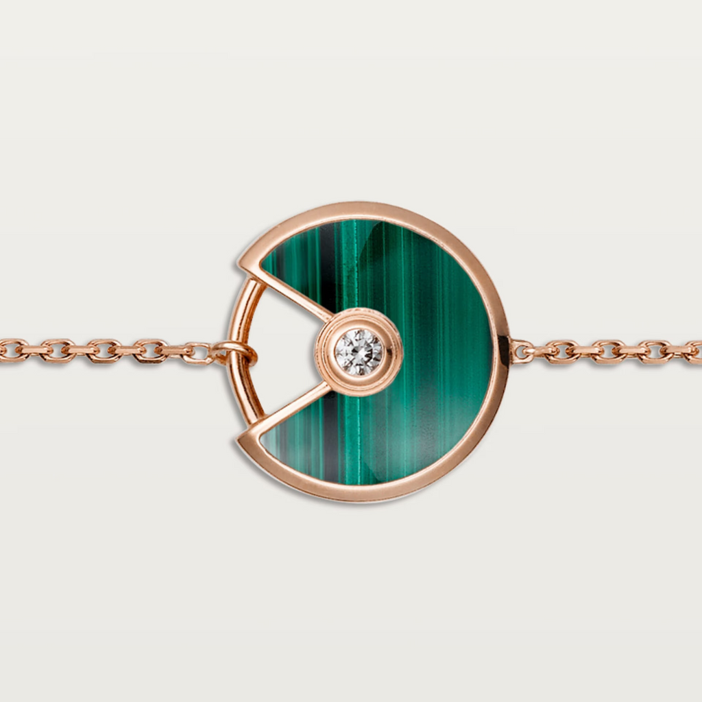 GOURMETTE CARTIER AMULETTE VERT MALACHITE ROSE GOLD