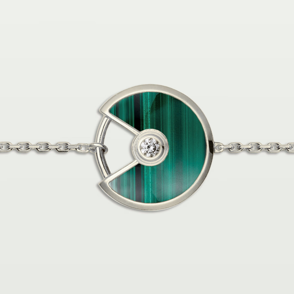GOURMETTE CARTIER AMULETTE VERT MALACHITE WHITE GOLD