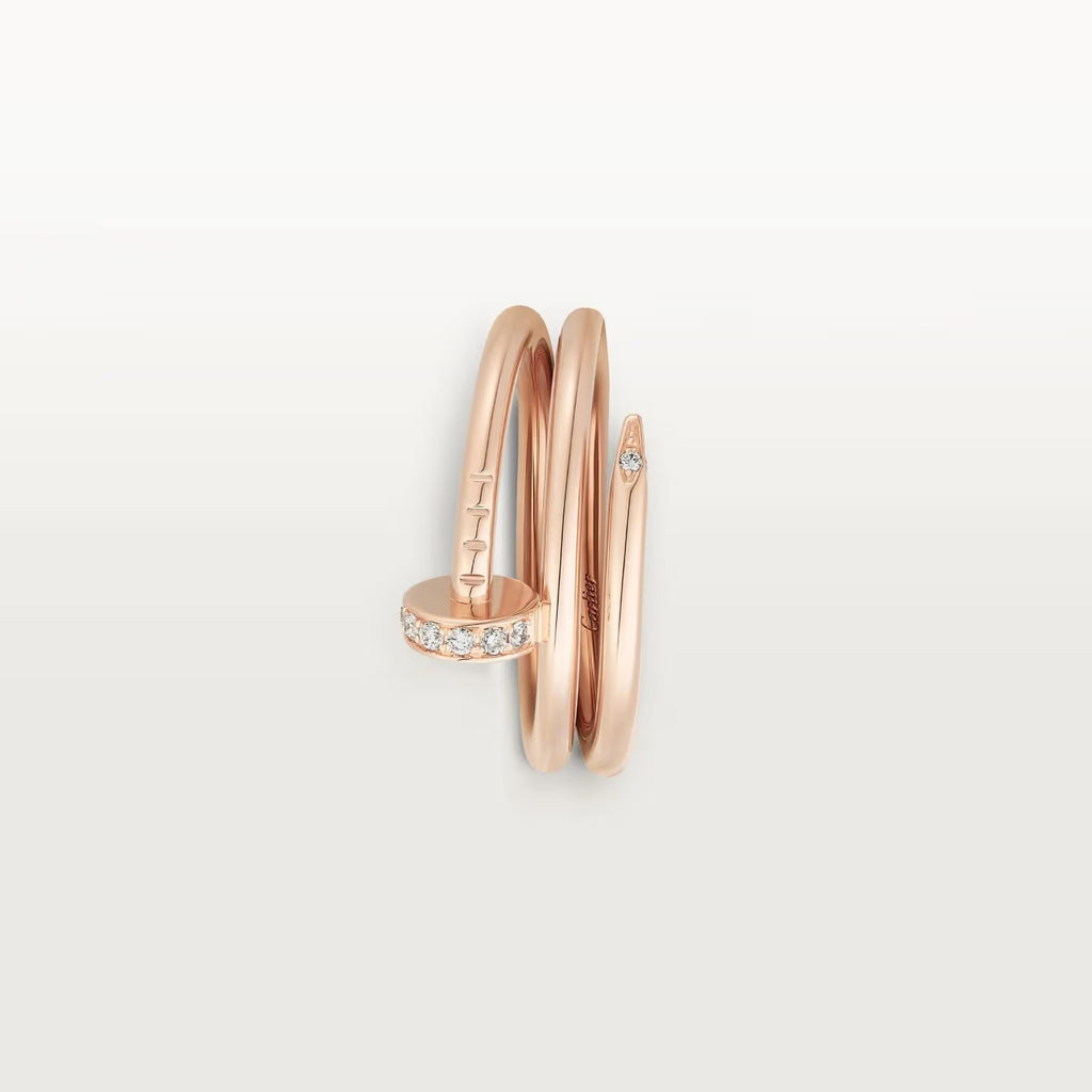 BAGUE CARTIER CLOU DOUBLE TOURS DIAMANTS ROSE GOLD