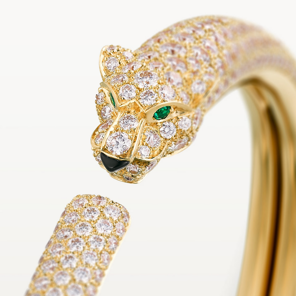 BRACELET PANTHERE PETIT MODELE SEMI PAVE GOLD