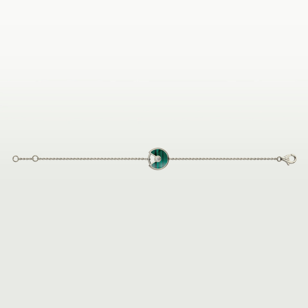 GOURMETTE CARTIER AMULETTE VERT MALACHITE WHITE GOLD