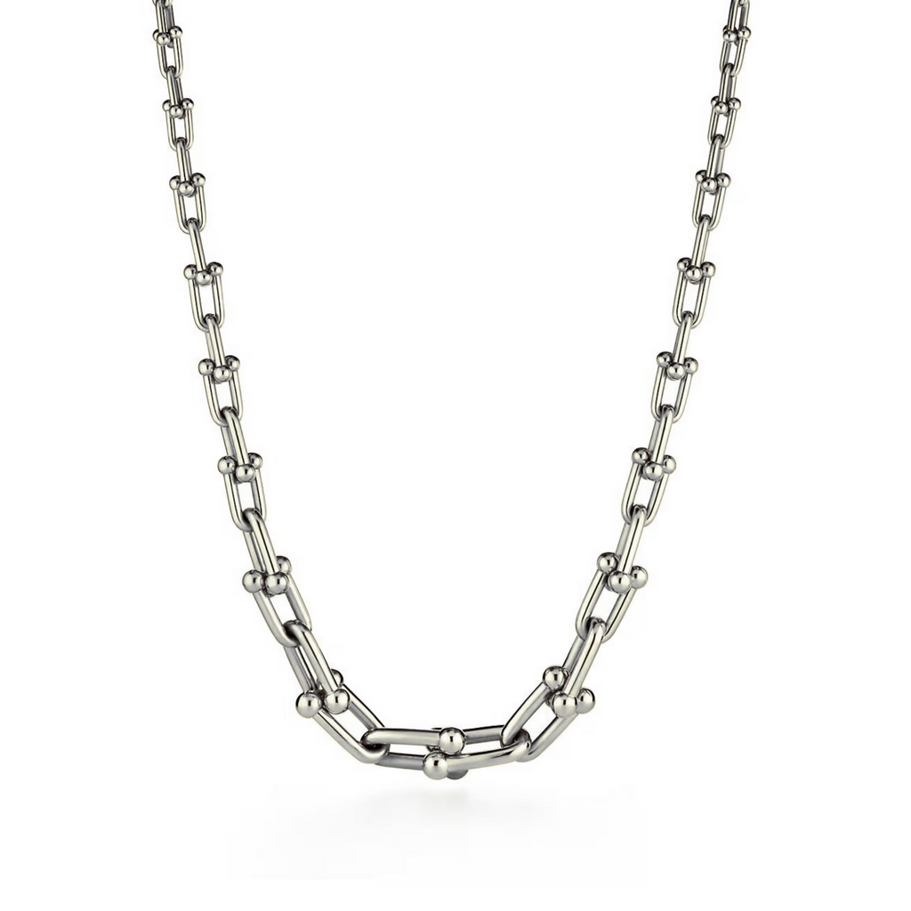 COLLIER TIFFANY & CO GRADUATED LINK NECKLACE WHITE GOLD