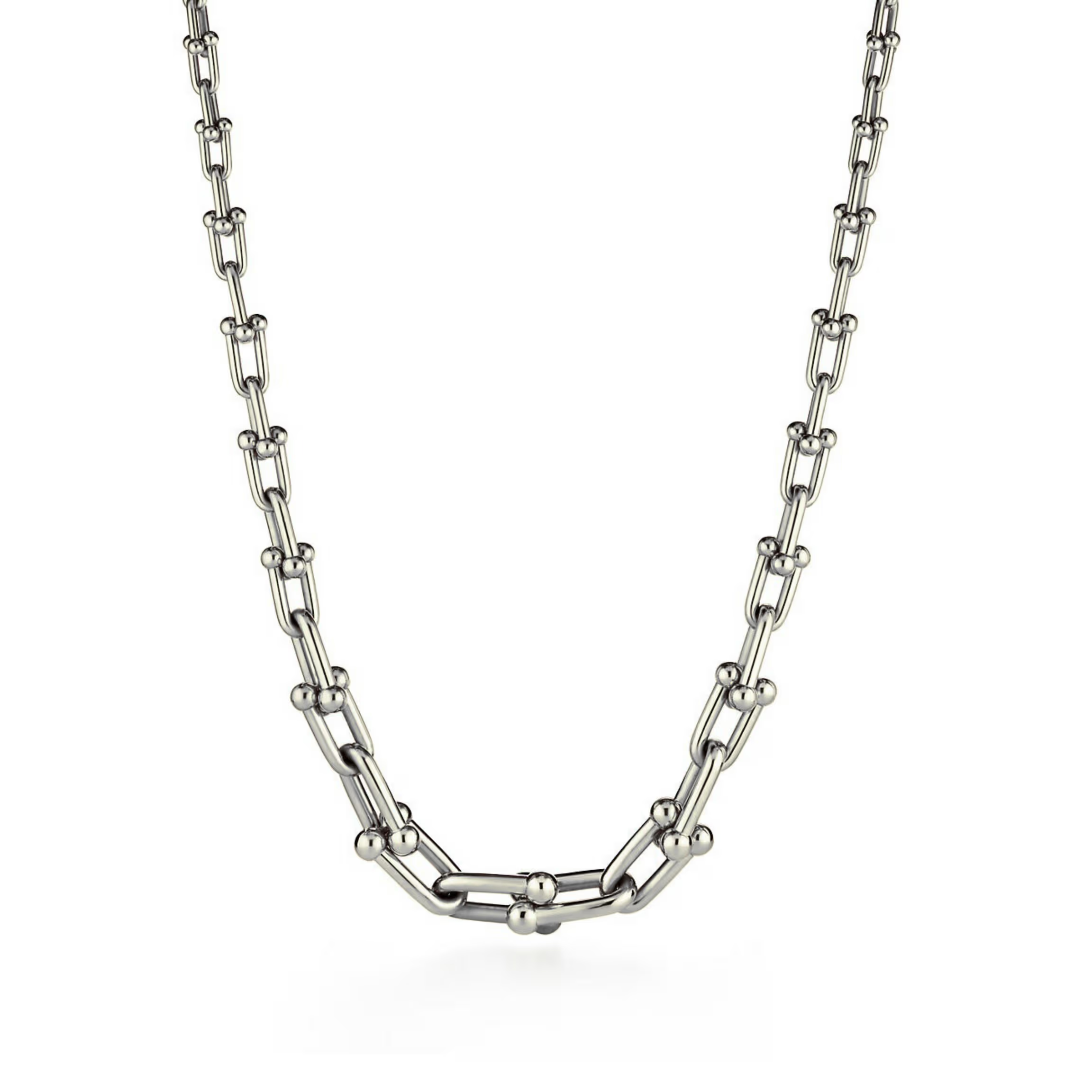 COLLIER TIFFANY & CO GRADUATED LINK NECKLACE WHITE GOLD