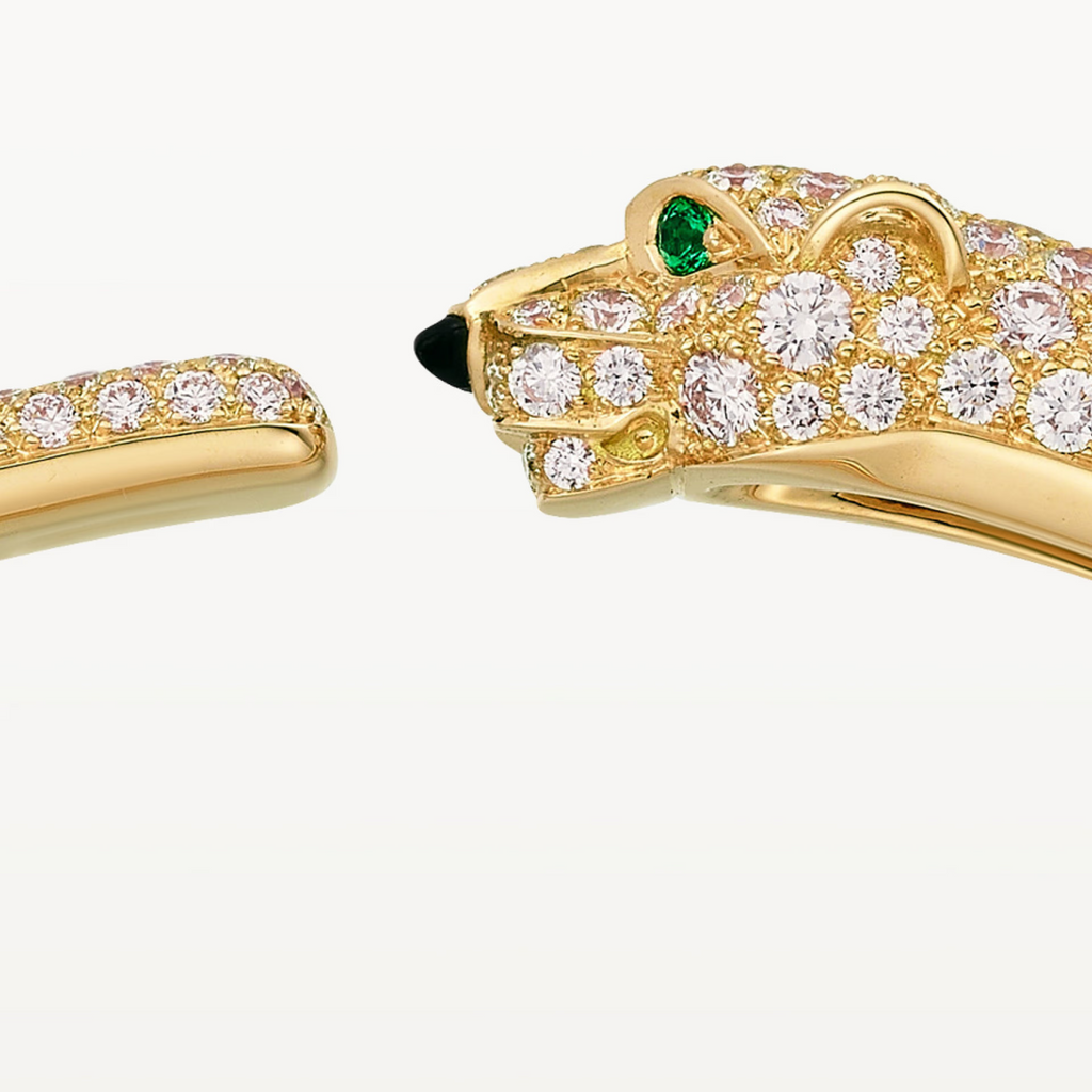 BRACELET PANTHERE PETIT MODELE SEMI PAVE GOLD