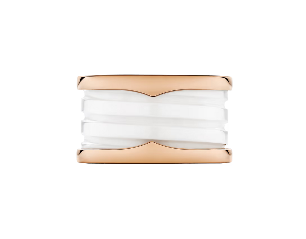 BAGUE BVLGARI B.ZERO1 CERAMIC BLANC ROSE GOLD