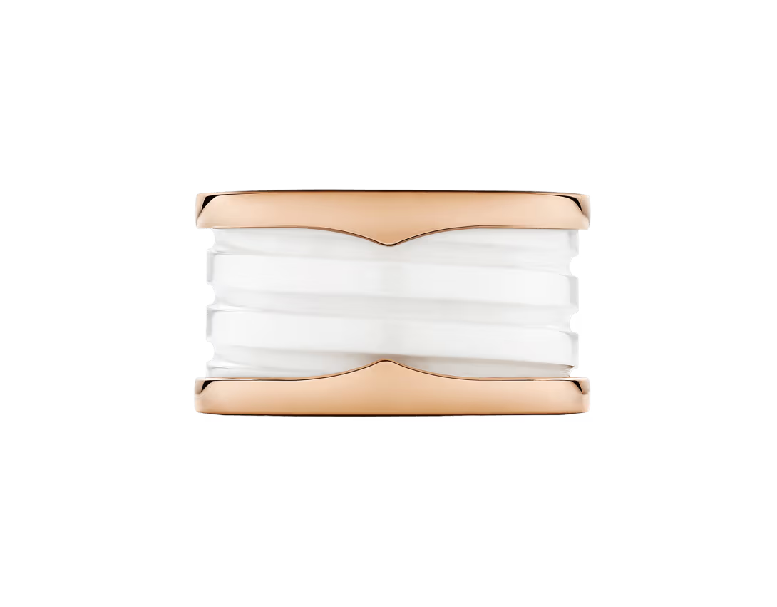 BAGUE BVLGARI B.ZERO1 CERAMIC BLANC ROSE GOLD