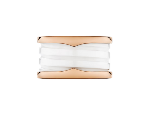 BAGUE BVLGARI B.ZERO1 CERAMIC BLANC ROSE GOLD