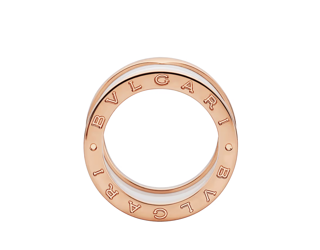 BAGUE BVLGARI B.ZERO1 CERAMIC BLANC ROSE GOLD