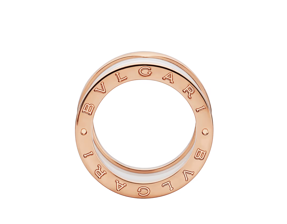 BAGUE BVLGARI B.ZERO1 CERAMIC BLANC ROSE GOLD