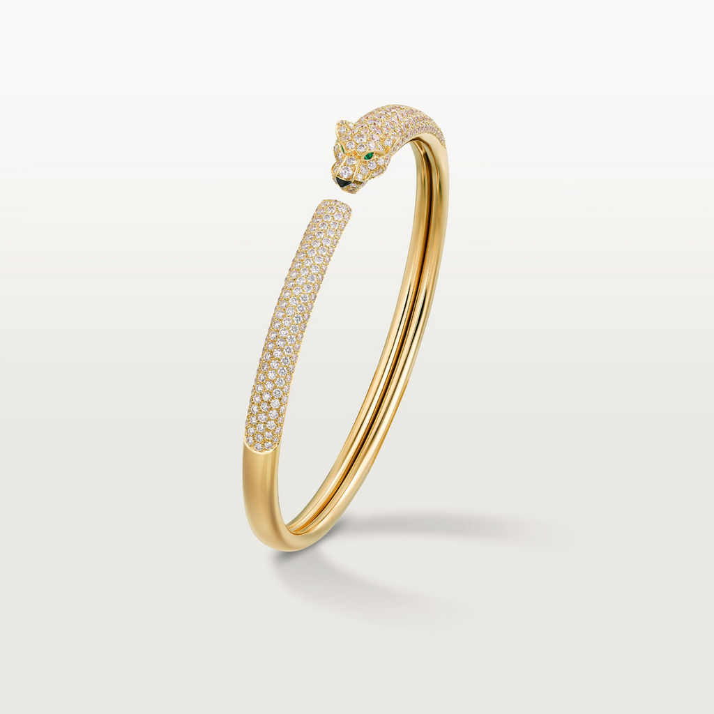 BRACELET PANTHERE PETIT MODELE SEMI PAVE GOLD