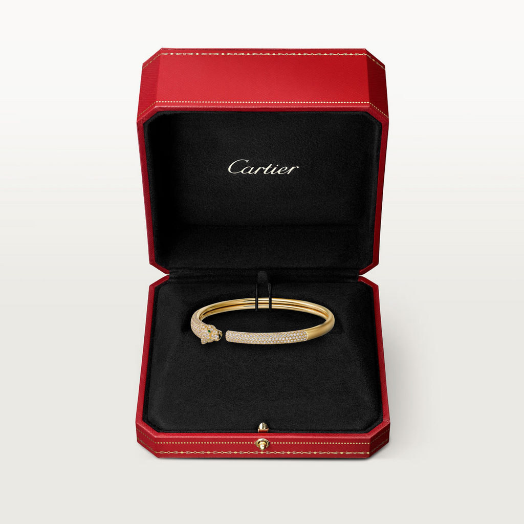 BRACELET PANTHERE PETIT MODELE SEMI PAVE GOLD