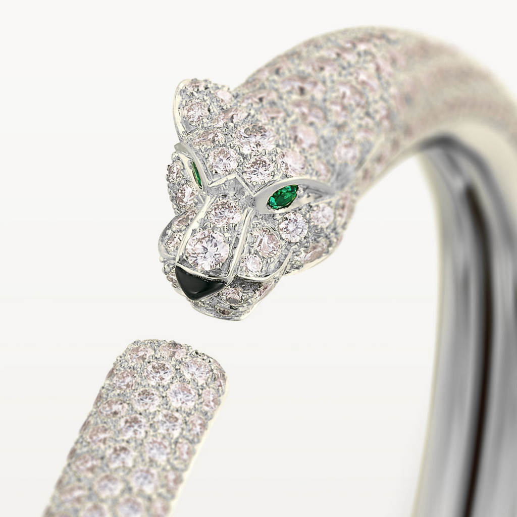 BRACELET PANTHERE PETIT MODELE SEMI PAVE WHITE GOLD