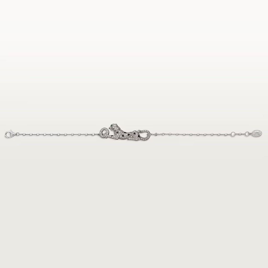 GOURMETTE CARTIER PANTHERE SUR CHAINE PAVE WHITE GOLD