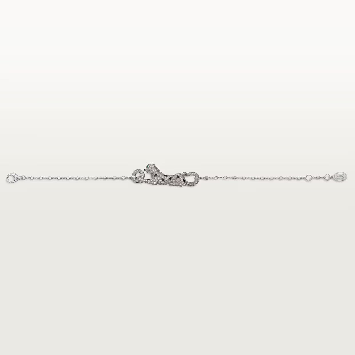 GOURMETTE CARTIER PANTHERE SUR CHAINE PAVE WHITE GOLD