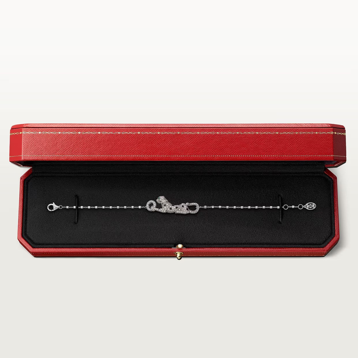 GOURMETTE CARTIER PANTHERE SUR CHAINE PAVE WHITE GOLD